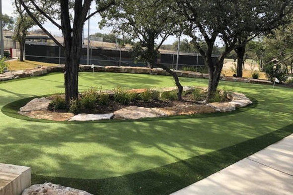 Atlanta residential backyard putting green grass